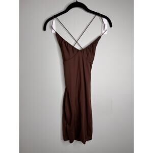 Windsor Vintage Y2K Brown Strappy Back Mini Stretch Going Out Dress - Size M